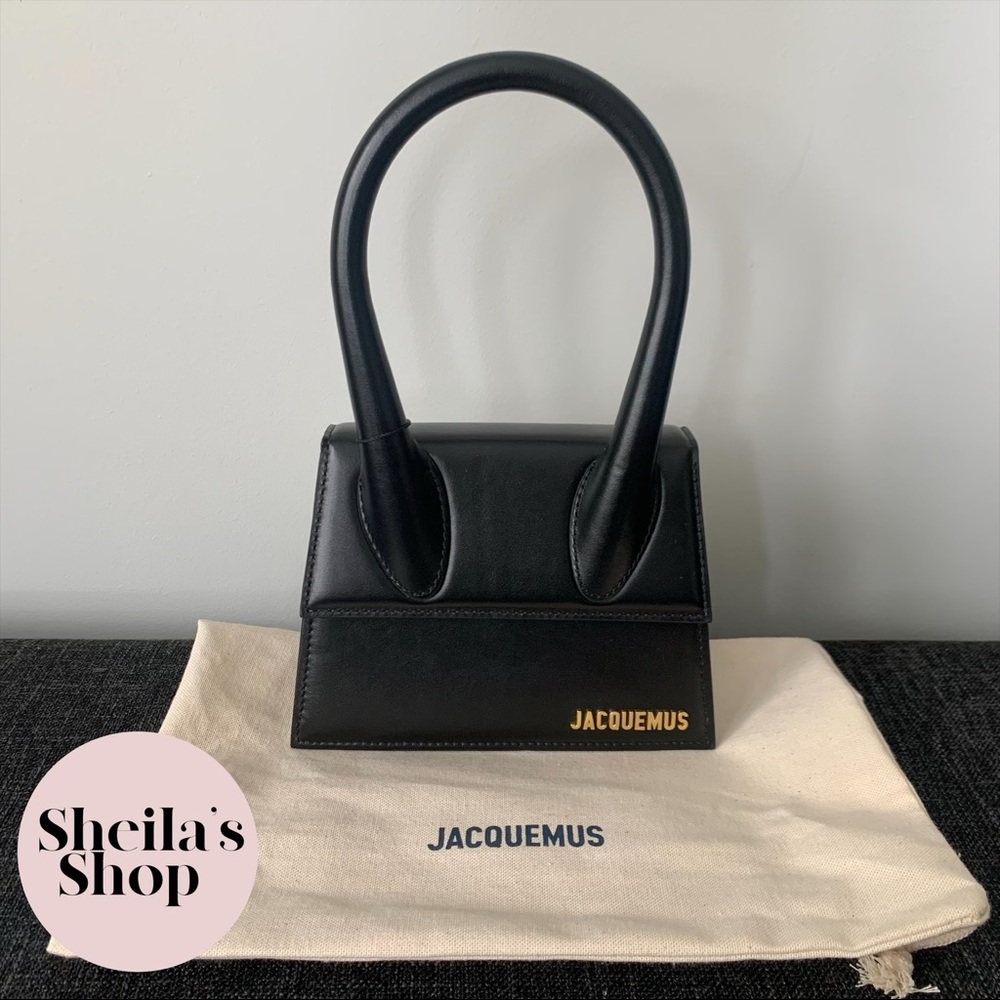 NWT Jacquemus Le Chiquito Moyen Medium Black Leather Top Handle Bag